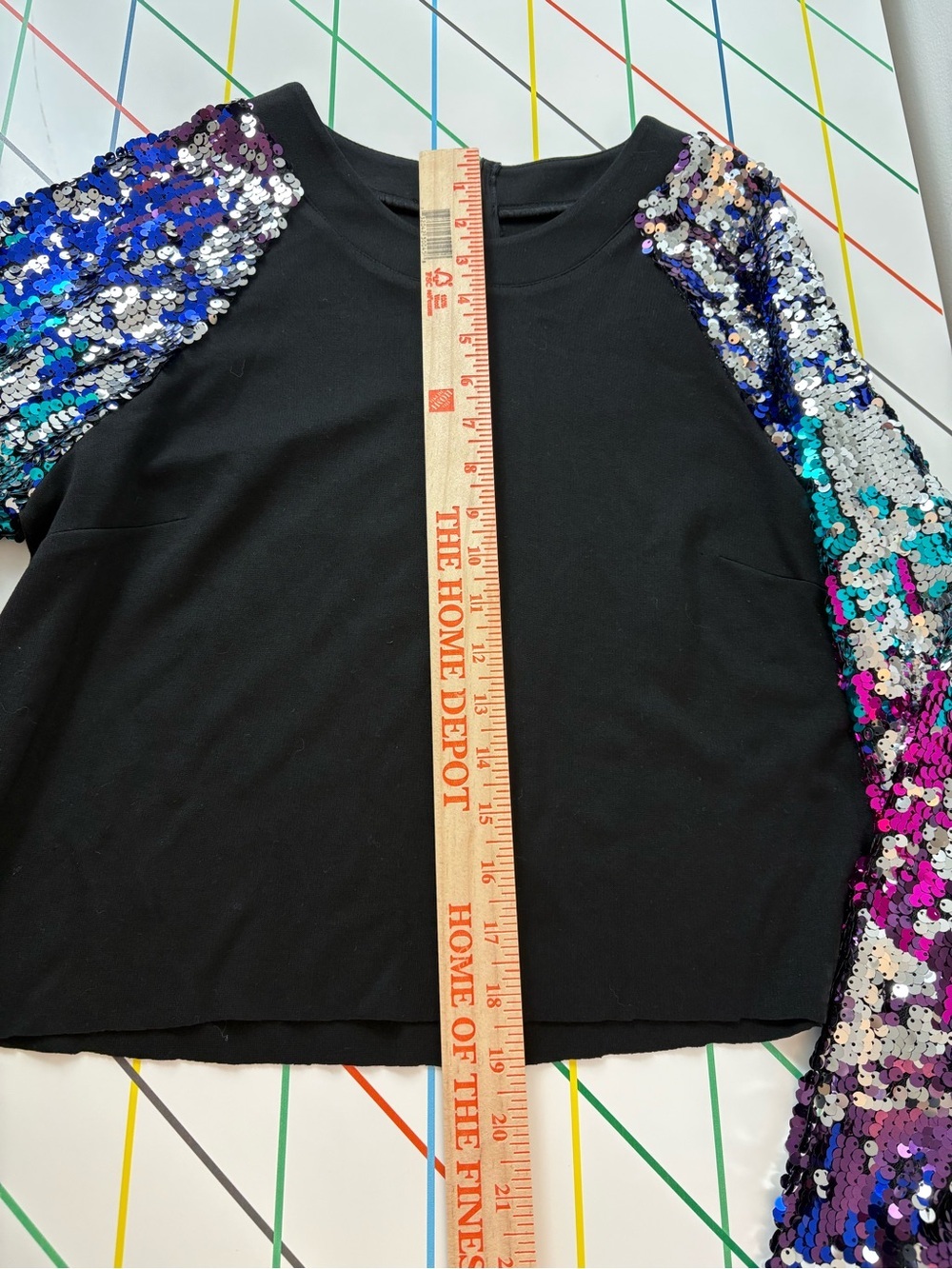 Maximalist Sequin Sleeve Black Crewneck Women’s Top Lalipop Size Small Dopamine - Picture 6 of 7